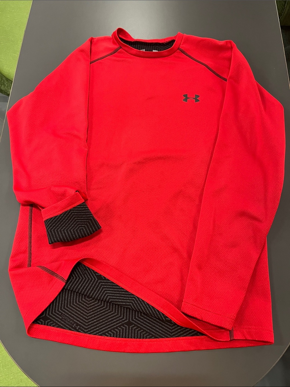 Under Armour Red Long-Sleeve Performance Crew with Black Accents